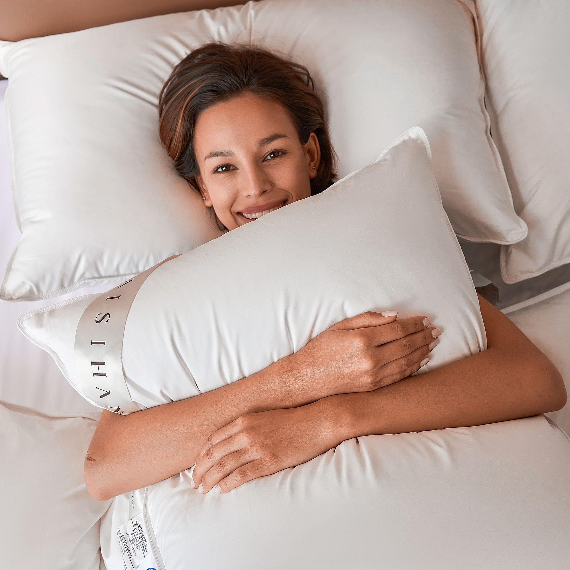 Baisihan Premium Goose Down Pillows King Size - 700+ Fill Power, Down Pillow For Back Sleeper, 100% Cotton 500 Tc Cover Down Pil